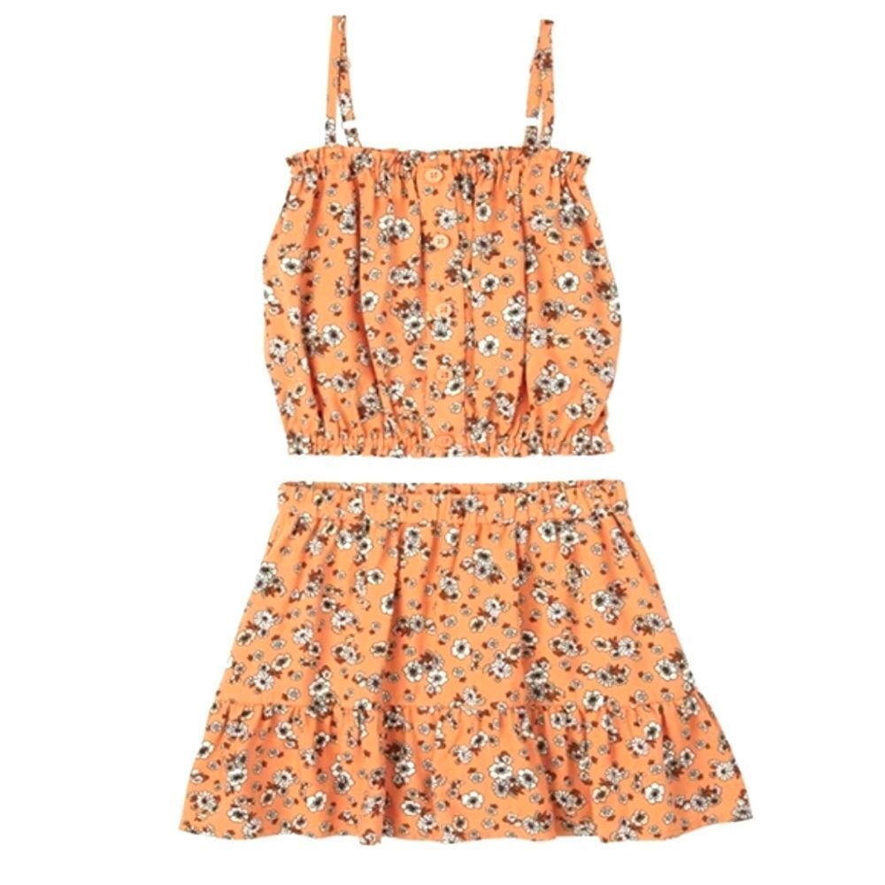 2- piece Skirt & Top Apricot Floral Set NEW with tags